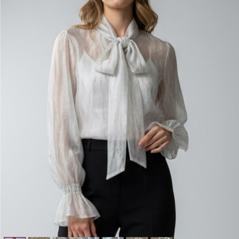 Me Elegant creme colored shear blouse sophisticate seductive sexy and unique